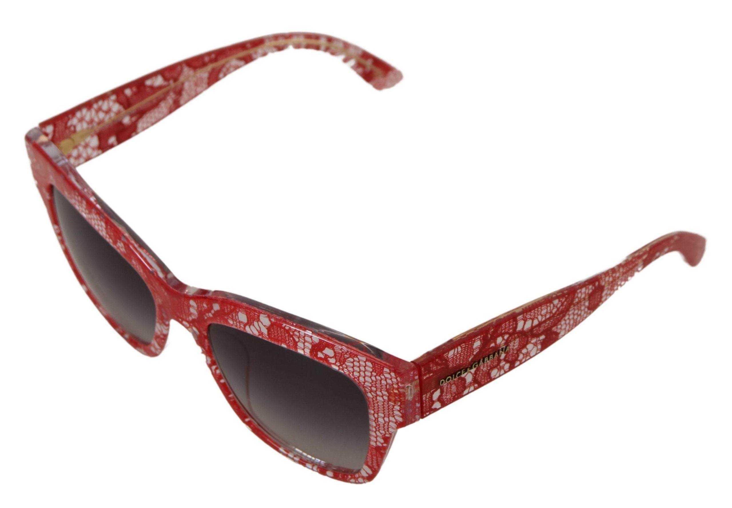 Dolce & Gabbana Red Lace Acetate Rectangle Shades DG4231F Sunglasses