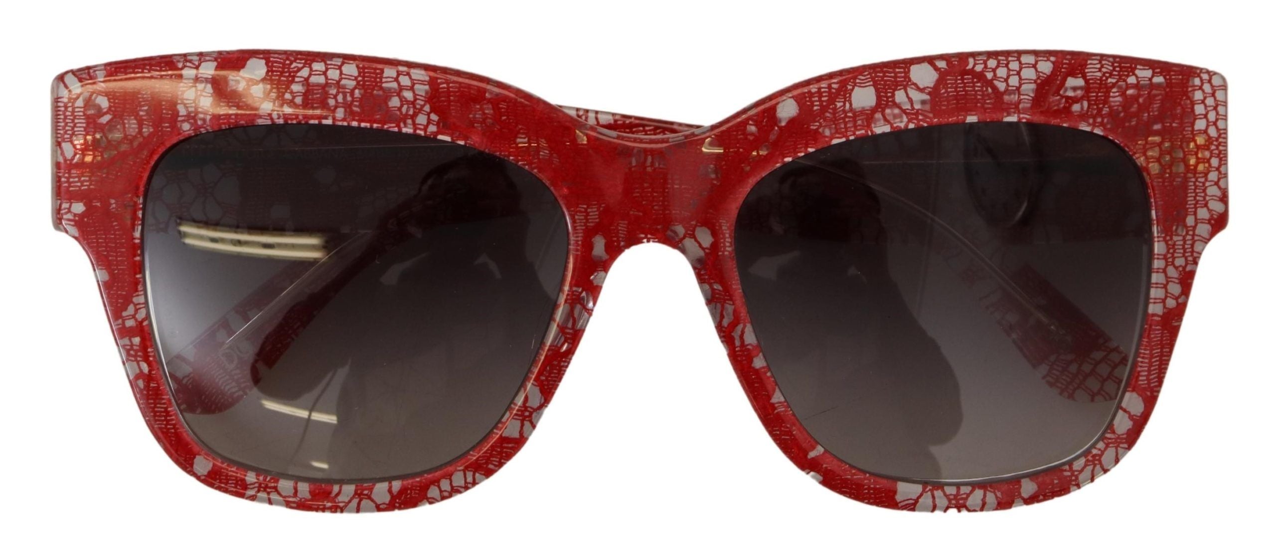 Dolce & Gabbana Red Lace Acetate Rectangle Shades DG4231F Sunglasses