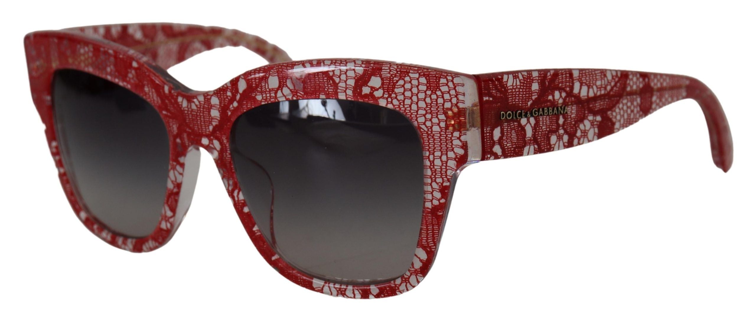 Dolce & Gabbana Red Lace Acetate Rectangle Shades DG4231F Sunglasses