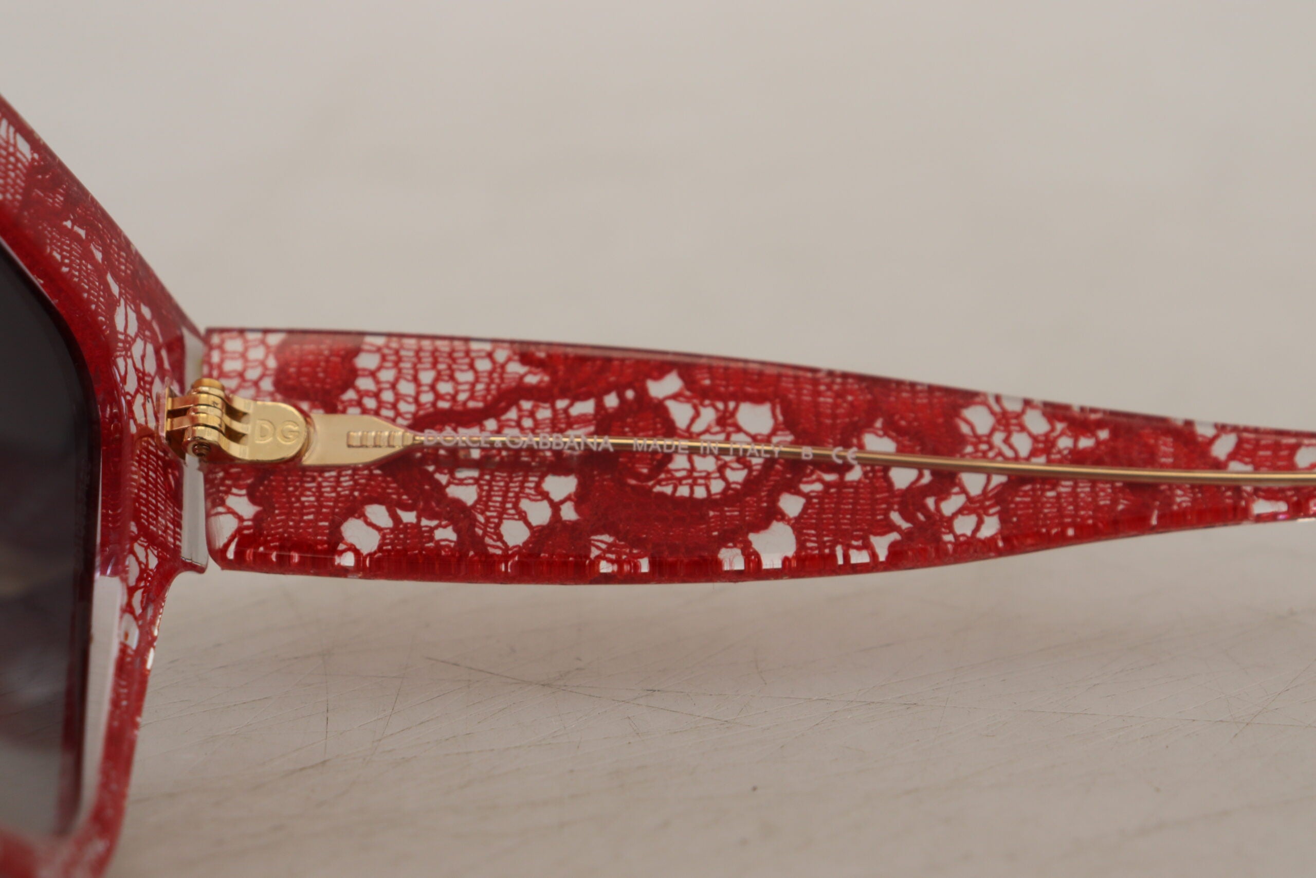 Dolce & Gabbana Red DG4231F Lace Acetate Rectangle Shades Sunglasses