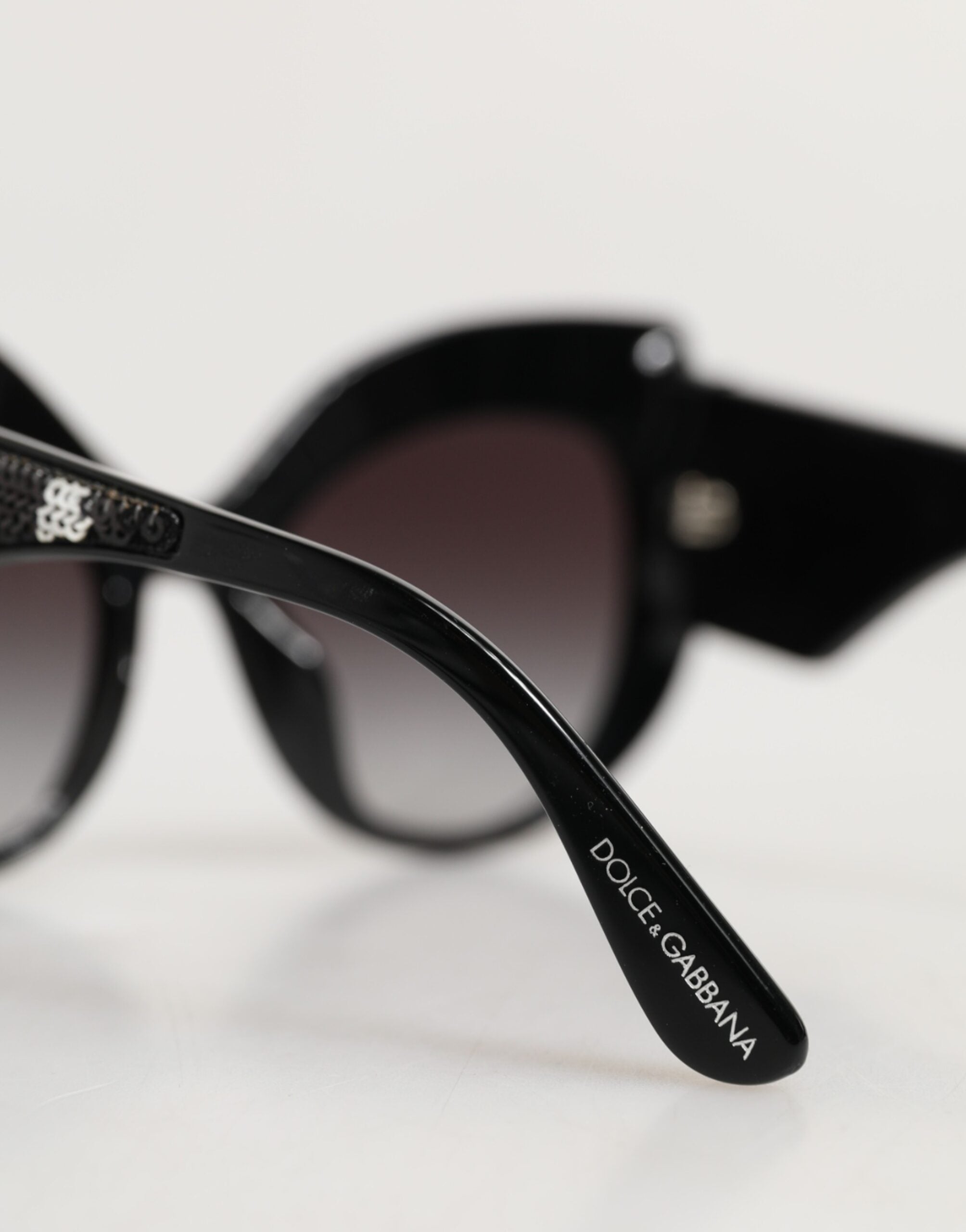 Dolce & Gabbana Black Silver Sequin Butterfly Polarized Sunglasses