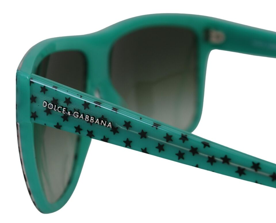 Dolce & Gabbana Green Stars Acetate Square Shades Sunglasses