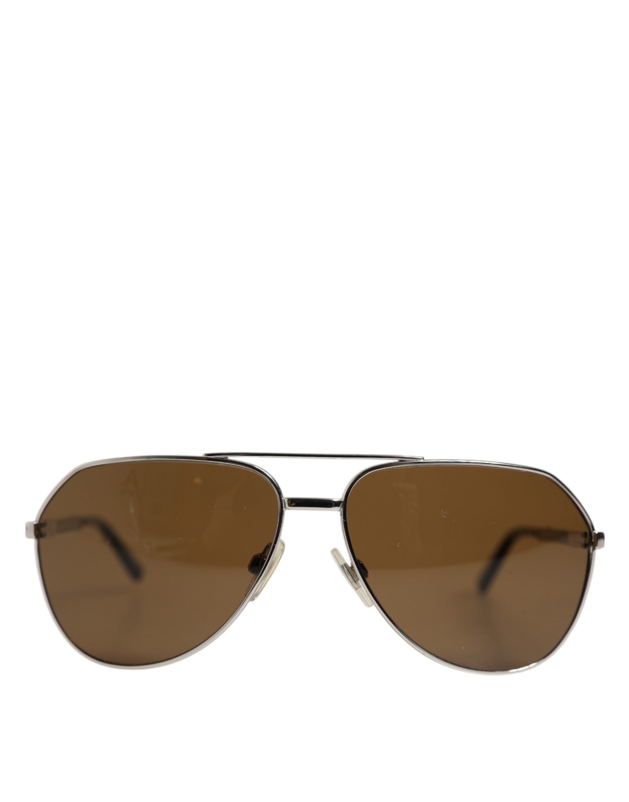 Dolce & Gabbana DG2073 Silver Steel Classic Pilot Brown Lens Sunglasses